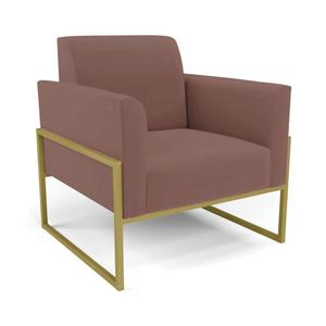 Poltrona Base Industrial Alta Dourado Marisa Veludo Rosê D03 - D'rossi