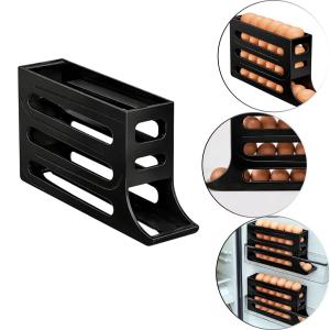 Porta Ovos Dispenser Organizador De Geladeira 4 Andares Cor Preto
