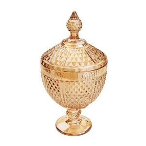 Potiche Lyor Bico de Jaca de Cristal Âmbar 15cm x 28cm
