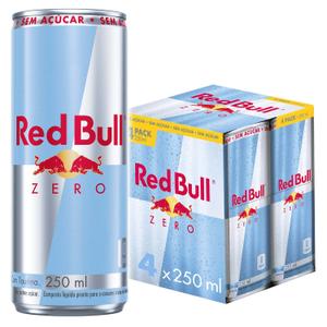 Red Bull Energético Zero Sem Açúcar 250ml 4 latas