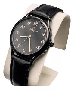 Relógio Champion Preto Feminino Pequeno Original Com Pulseira de Couro Nota fiscal