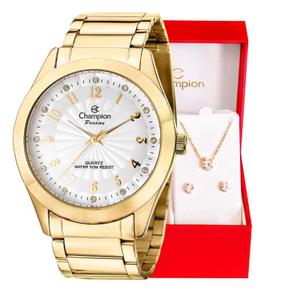 Relógio Feminino Champion Dourado Analógico Prova D'agua CN29409D