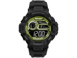 Relógio Masculino Digital de Pulso com Pulseira de Silicone à Prova D Água Resistente Esportivo Surf Shock Preto e Verde Mormaii