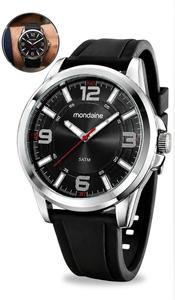 Relógio Mondaine Masculino Analógico De Pulso Preto Quartz Estilo Esportivo Casual Com Pulseira Silicone A prova Dágua Em 50 Metros Original
