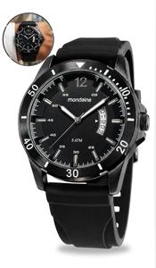 Relógio Mondaine Masculino Original Analógico Preto Brilha No Escuro Com Calendário Prova Dágua 50 Metros
