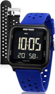 Relógio Mormaii Unissex Digital Esportivo Para Academia Marculino E Feminino Troca De Pulseiras De Silicone A Prova Dágua Azul Em 100 Metros Original