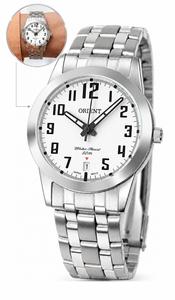 Relógio Orient Feminino De Pulso Vintage Analógico Quartz Com Fundo Branco Prata Em Aço Inoxidavel A Prova Dàgua Em 50 Metros Original