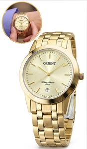 Relógio Orient Feminino Analógico Quartz De Pulso Dourado Em Aço Inoxidável A Prova Dágua Em 50 Metros Original