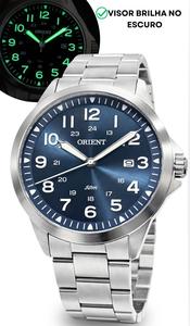 Relógio Orient Masculino Analógico De Pulso Esportivo Casual Quartz Prateado Em Aço Inoxidável A Prova Dágua Em 50 Metros Com Calendário Original