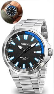 Relógio Orient Masculino Analógico Quartz De Pulso Esportivo Casual Prateado Em Aço Inoxidável A Prova Dágua Em 50 Metros Original