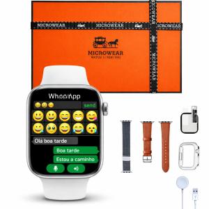 Relogio Smartwatch W11 Mini Pro 42mm Series 11 Tela Amoled 3 Pulseiras Bluetooth Notificações Microwear 2026