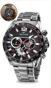 Relógio Technos Masculino Cronógrafo Grafite Preto Esportivo Carbon Casual Pulso Original Prova Dágua 100M