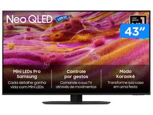 Smart TV 43" Samsung Ultra 4K Neo QLED Ultra QN90F QN43QN90FAGXZD 165Hz Tizen NQ4 AI Gen3 Bixby Alexa 4 HDMI