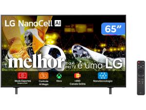 Smart TV 65" 4K NanoCell LG 65NANO80TSA WebOS 24 Processador α5 Ger7  Wi-Fi Bluetooth com Alexa 3 HDMI 2 US