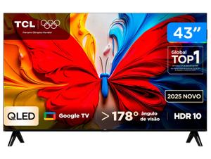Smart TV Full HD TCL QLED 43” Polegadas com Google TV, HDR10, Dolby Audio e Wi-Fi - 43S5K
