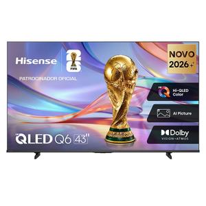 Smart TV QLED 4K Hisense 43" Polegadas 43Q6QVV com Processador AI, Dolby Vision Atmos e Compatível com Alexa