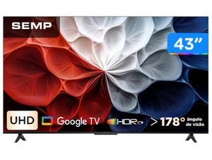 Smart TV Semp 43 Polegadas LED HVA 4K S62 WiFi Bluetooth Google TV 3 HDMI HDR10 Dolby Audio 43S62