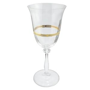 Taça Água Suco 350ml Ângela Cristal Decorado Friso Dourado Luxo
