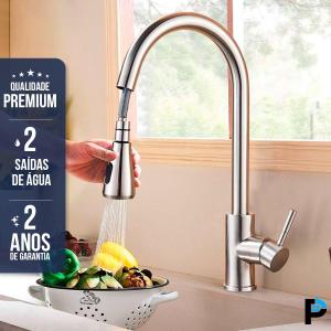 Torneira Gourmet Monocomando Cozinha Spray Ducha Extensível Escovado Gourmet Pia Inox 304 Qualidade Premium