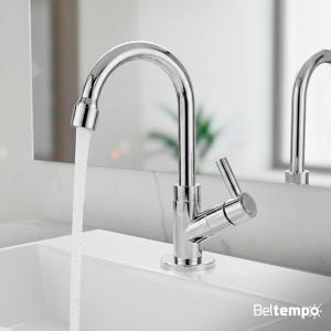 Torneira para Banheiro Lavabo Bica Baixa Bancada ABS Cromada Beltempo