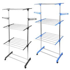 Varal De Roupa Aço Inox Dobrável Vertical Azul, Preto