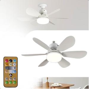 Ventilador Luminária De Teto Com Controle Remoto 110v/220v Led Branco Premium