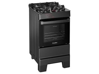 Fogão 4 Bocas Esmaltec Preto Mesa de Vidro Esmaltec Ideal Top Glass