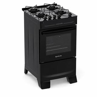 Fogão de Piso 4 Bocas Atlas Tropical Top Glass Preto Bivolt ,Mesa de Vidro, Acendimento Automático e Forno 48L