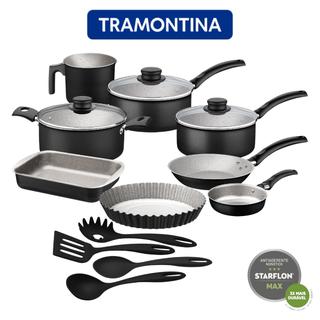 Jogo de Panelas Antiaderentes 12 peças Turim com Utensílios Tramontina