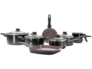Jogo de Panelas Brinox Ceramic Life Easy 7 Peças Preto