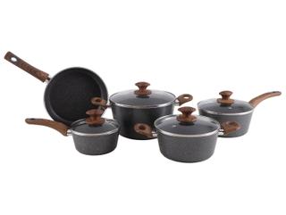 Jogo de Panelas Brinox de Alumínio Stone&Wood Cinza 5 Peças Optima