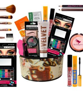 Kit De Maquiagens E Pincéis Completo Maleta - nova avenida