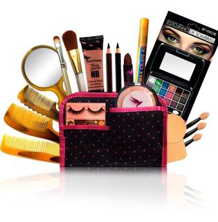 Kit Maquiagem Pincel Sombra Base Pó Batom Rímel Bella Femme - BELLAFEMME