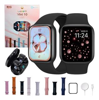 Relógio Inteligente Smartwatch Preto Pro W10 Mini 8 Pulseiras Masculino Feminino - Saav SM