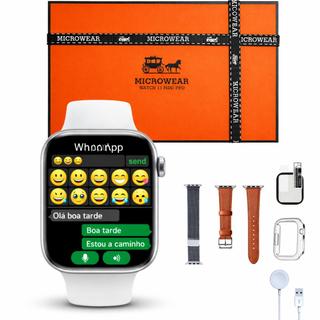 Relogio Smartwatch W11 Mini Pro 42mm Series 11 Tela Amoled 3 Pulseiras Bluetooth Notificações Microwear 2026