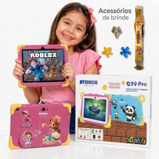 Tablet Infantil Q39 Pro de 7 Polegadas Educativo com Capa Protetora em Silicone 4GB RAM 64GB Android 13.0 playStore, Controle Parental - Minimen
