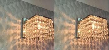 Imagem de 2 Lustre de Parede Arandela Cristal Acrílico Acabamento Inox Lâmpada de Led G9 Inclusa