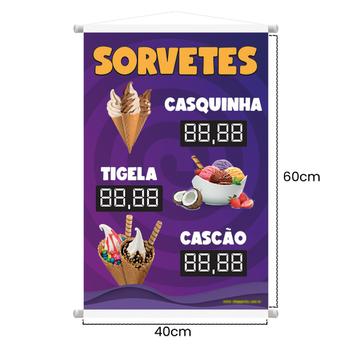 Imagem de 3 Banners Sorvetes, Casquinha, Cascão 40x60 Cm