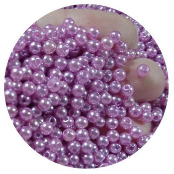 Imagem de 400 pçs pérola bola lisa 4mm lilás p/ bijuterias, colares, pulseiras e artesanatos em geral