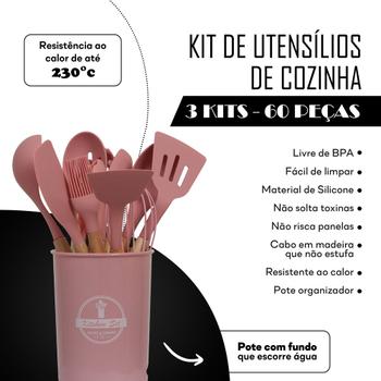 Imagem de 5 Conjunto Talheres de Silicone Antiaderente + Balde Suporte