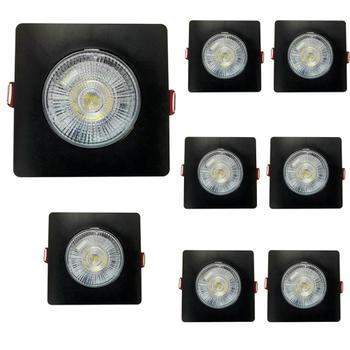 Imagem de 8 Spot Led Quadrado 5W Branco Quente 3000k Preto Bivolt