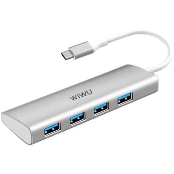 Imagem de Adaptador USB C WIWU Alpha A440 4 em 1 - Cor Prata