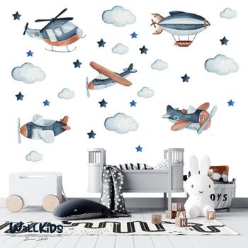 Imagem de Adesivo Kit Infantil menino avião helicóptero nuvem