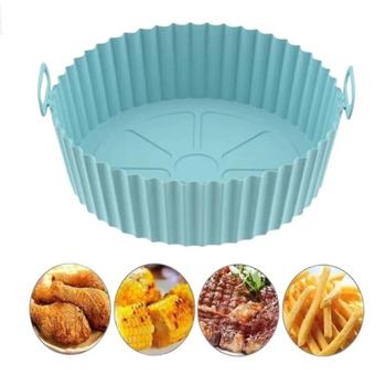 Imagem de air fryer grande Cesta forro forma protetor silicone microondas forninho reutilizável