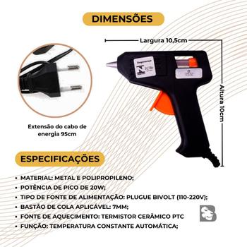 Imagem de Aplicador De Cola Quente Com Fio Portátil Profissional Bivolt 20w Para Artesanato Escola Marcenaria