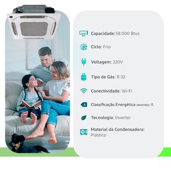 Imagem de Ar Condicionado Split Cassete 4 Vias Inverter Midea R-32 58000 Btus Frio 220V Monofásico 40KVQD60M5