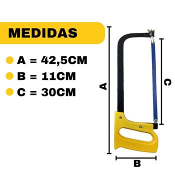 Imagem de Arco de Serra Serrote Manual Fixo Lâmina 12pol Profissional