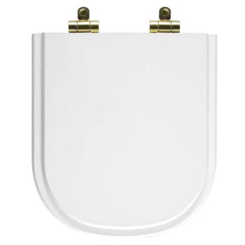 Imagem de Assento Sanitário Poliéster Soft Close Vogue Plus Branco para vaso Deca com Ferragem Dourada