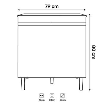 Imagem de Balcão Gabinete Pia Andréia Sem Tampo 120cm e Armário Para Cooktop 02 Portas Branco - Desk Design