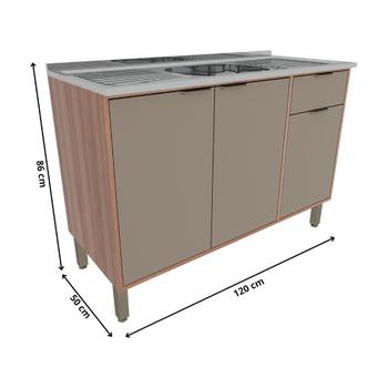 Imagem de Balcão para Pia 120cm Louise 3 Portas 1 Gaveta Móveis Sul